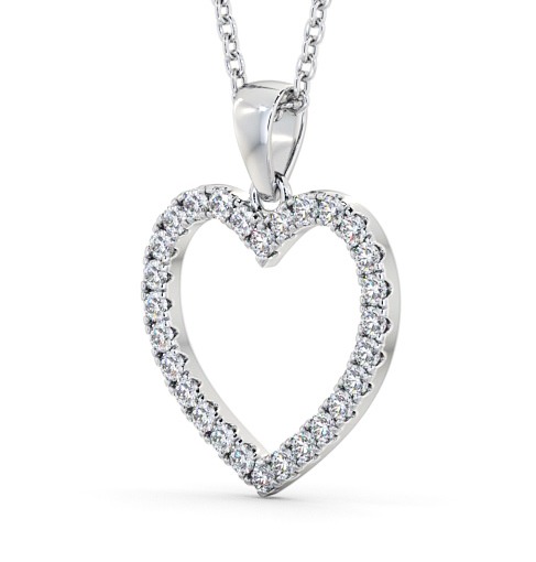 Heart Style Round Diamond Pendant 18K White Gold - Elesore PNT143_WG_THUMB1