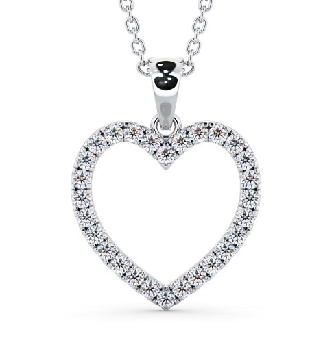  Heart Style Round Diamond Pendant 9K White Gold - Elesore PNT143_WG_THUMB2 