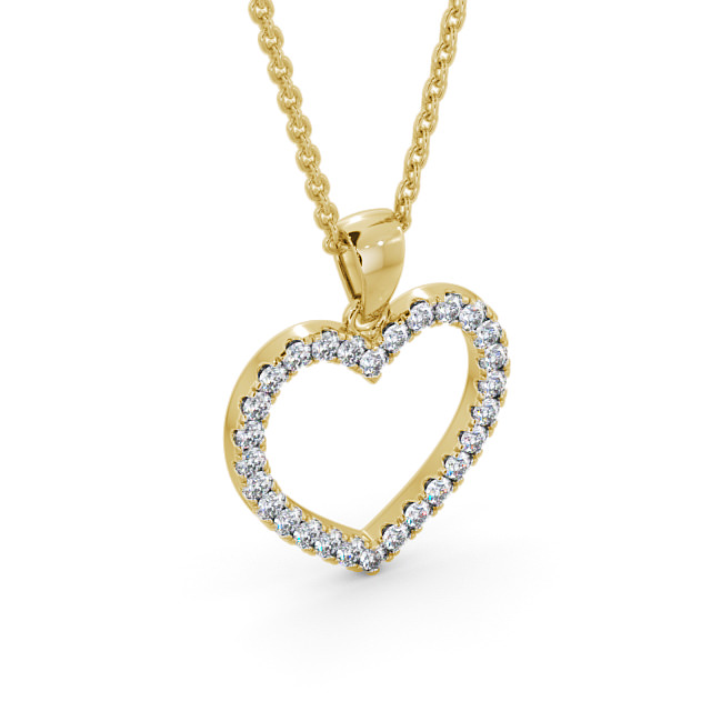 Heart Style Round Diamond Pendant 18K Yellow Gold - Elesore PNT143_YG_FLAT