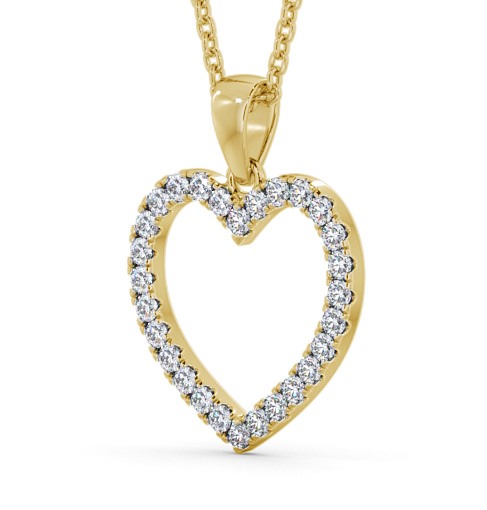  Heart Style Round Diamond Pendant 9K Yellow Gold - Elesore PNT143_YG_THUMB1 