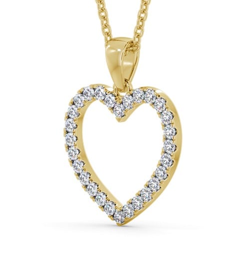 Heart Style Round Diamond Microprong Pendant 9K Yellow Gold PNT143_YG_THUMB1