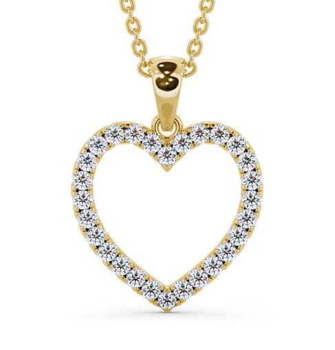Heart Style Round Diamond Microprong Pendant 18K Yellow Gold PNT143_YG_THUMB2 