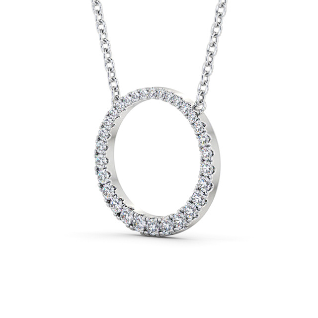 Circle Round Diamond 0.30ct Pendant 18K White Gold - Dinance PNT144_WG_SIDE