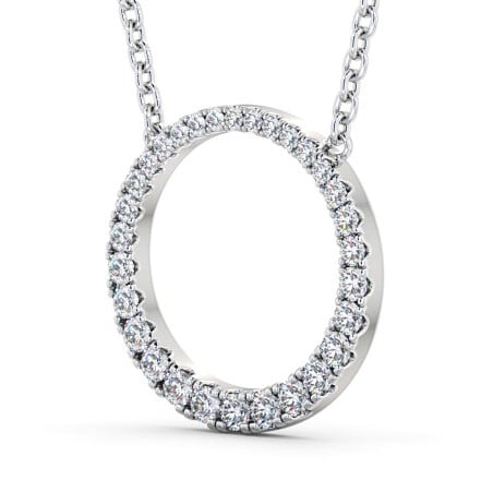 Circle Round Diamond 0.30ct Pendant 18K White Gold - Dinance PNT144_WG_THUMB1