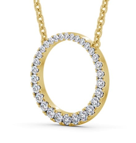 Circle Round Diamond 0.30ct Pendant 18K Yellow Gold - Dinance PNT144_YG_THUMB1