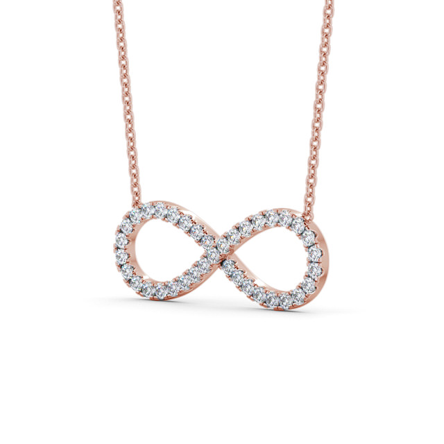 Infinity Style Round Diamond Pendant 18K Rose Gold - Zeus PNT145_RG_SIDE