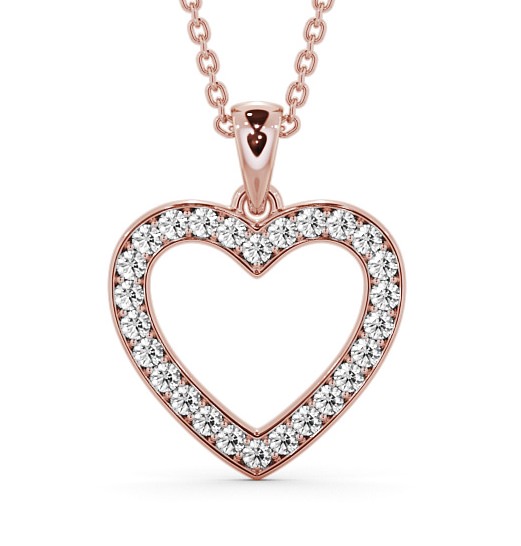 Heart Style Round Diamond Channel Pave Pendant 9K Rose Gold PNT147_RG_THUMB2 