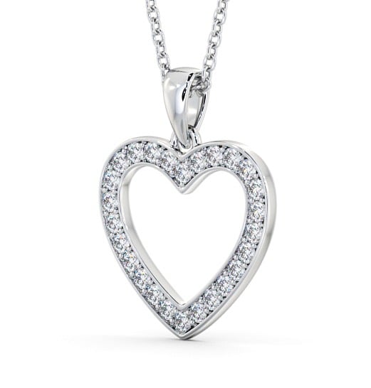 Heart Style Round Diamond Channel Pave Pendant 18K White Gold PNT147_WG_THUMB1 