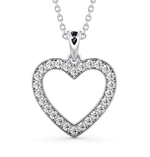  Heart Style Round Diamond Pendant 9K White Gold - Chelma PNT147_WG_THUMB2 
