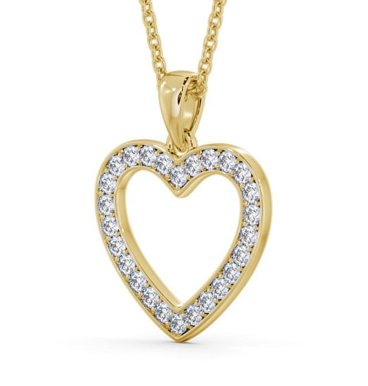 Heart Style Round Diamond Pendant 18K Yellow Gold - Chelma PNT147_YG_THUMB1