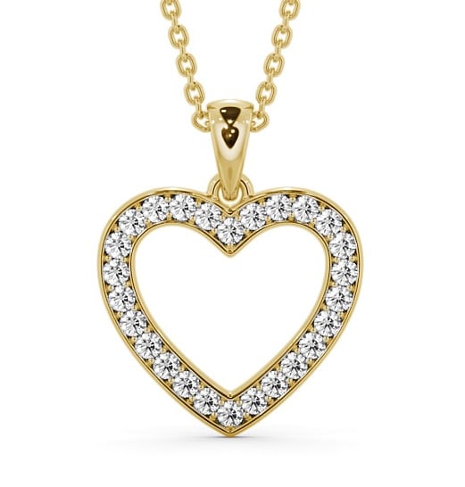  Heart Style Round Diamond Pendant 9K Yellow Gold - Chelma PNT147_YG_THUMB2 