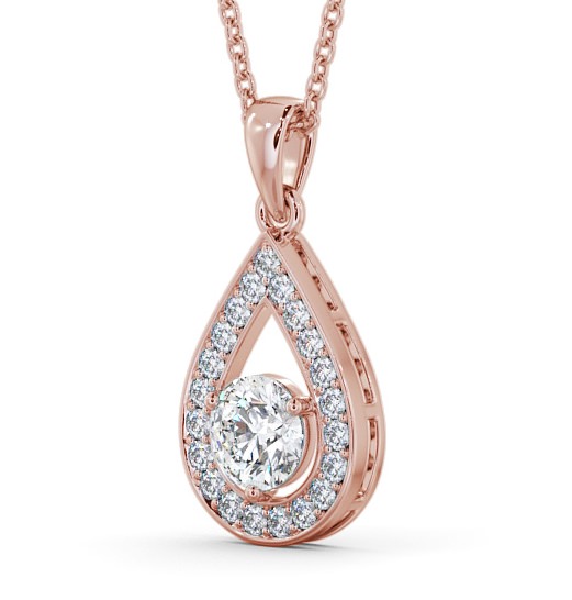 Drop Style Round Diamond Pear Design Pendant 18K Rose Gold PNT148_RG_THUMB1 