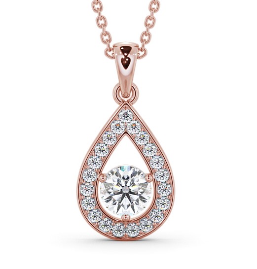 Drop Style Round Diamond Pear Design Pendant 9K Rose Gold PNT148_RG_THUMB2 