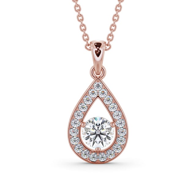 Drop Style Round Diamond Pendant 9K Rose Gold - Aranka PNT148_RG_UP