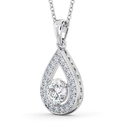 Drop Style Round Diamond Pear Design Pendant 9K White Gold PNT148_WG_THUMB1