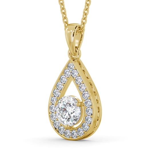 Drop Style Round Diamond Pear Design Pendant 18K Yellow Gold PNT148_YG_THUMB1