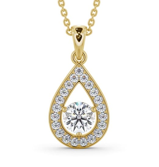  Drop Style Round Diamond Pendant 9K Yellow Gold - Aranka PNT148_YG_THUMB2 