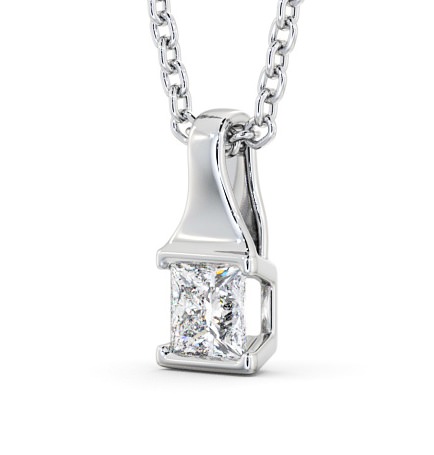 Princess Solitaire Tension Stud Diamond Pendant Silver PNT149_WG_THUMB1 