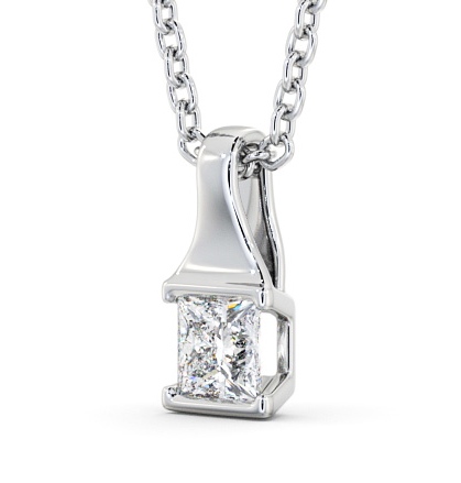  Princess Solitaire Tension Stud Diamond Pendant 18K White Gold - Seraphine PNT149_WG_THUMB1 