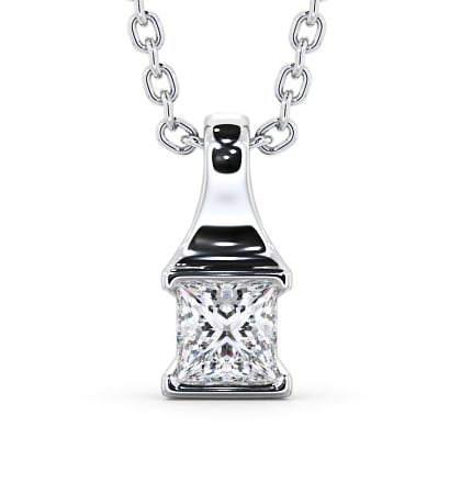  Princess Solitaire Tension Stud Diamond Pendant 18K White Gold - Seraphine PNT149_WG_THUMB2 