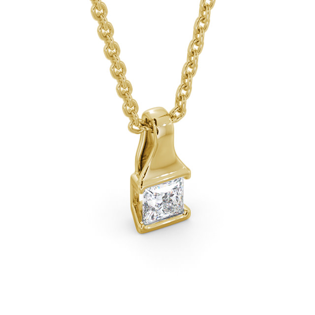Princess Solitaire Tension Stud Diamond Pendant 9K Yellow Gold - Seraphine PNT149_YG_FLAT