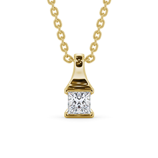 Princess Solitaire Tension Stud Diamond Pendant 9K Yellow Gold - Seraphine PNT149_YG_UP