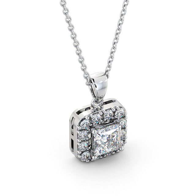 Halo Princess Diamond Pendant 9K White Gold - Atley PNT14_WG_FLAT