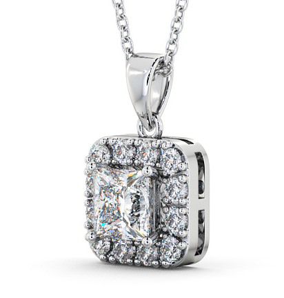 Halo Princess Diamond Rounded Corners Pendant Silver PNT14_WG_THUMB1 