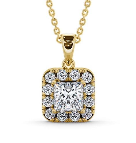  Halo Princess Diamond Pendant 18K Yellow Gold - Atley PNT14_YG_THUMB2 