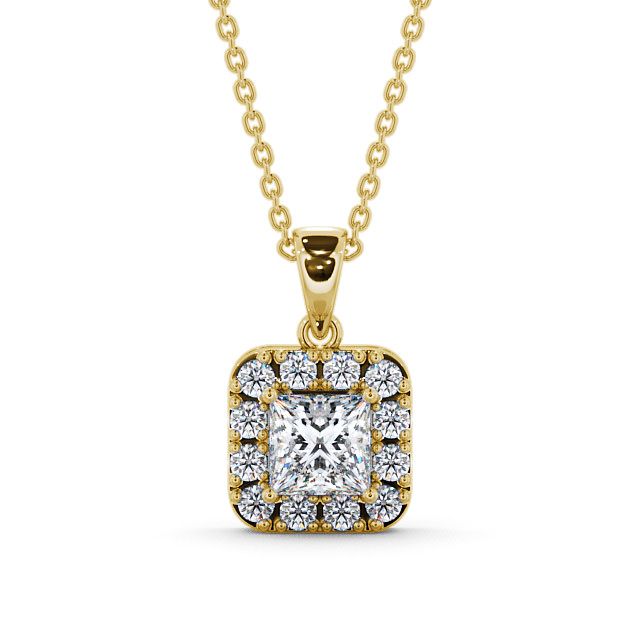 Halo Princess Diamond Pendant 18K Yellow Gold - Atley PNT14_YG_UP
