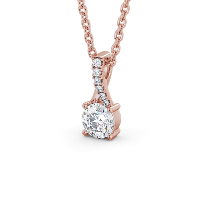 Round Solitaire Four Claw Stud Diamond Pendant 9K Rose Gold - Inya PNT150_RG_SIDE