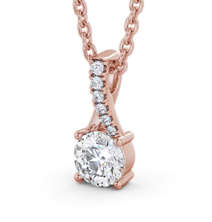 Round Solitaire Four Claw Stud Diamond Pendant 18K Rose Gold with Diamond Set Bail PNT150_RG_THUMB1