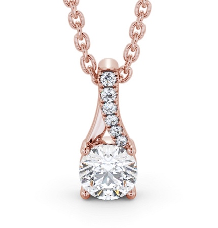 Round Solitaire Four Claw Stud Diamond Pendant 9K Rose Gold with Diamond Set Bail PNT150_RG_THUMB2 