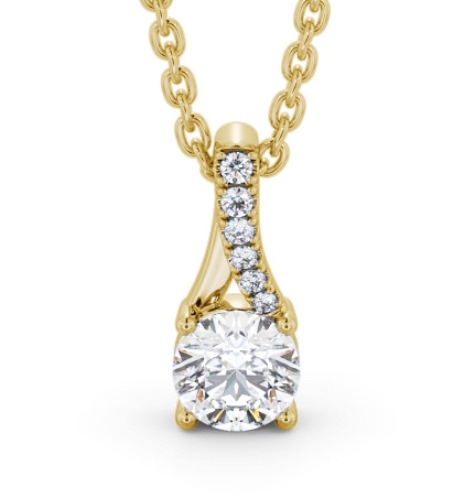 Round Solitaire Four Claw Stud Diamond Pendant 18K Yellow Gold with Diamond Set Bail PNT150_YG_THUMB2 