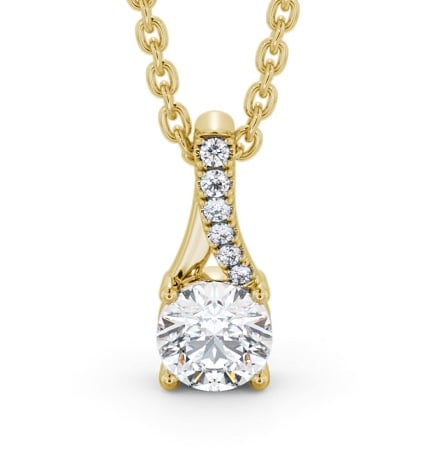 Round Solitaire Four Claw Stud Diamond Pendant 9K Yellow Gold with Diamond Set Bail PNT150_YG_THUMB2 