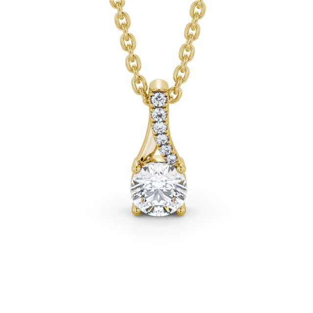 Round Solitaire Four Claw Stud Diamond Pendant 9K Yellow Gold - Inya PNT150_YG_UP