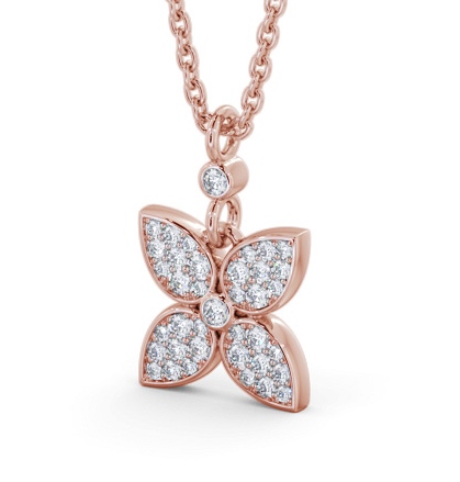 Floral Design Diamond Pendant 18K Rose Gold - Tierney PNT151_RG_THUMB1