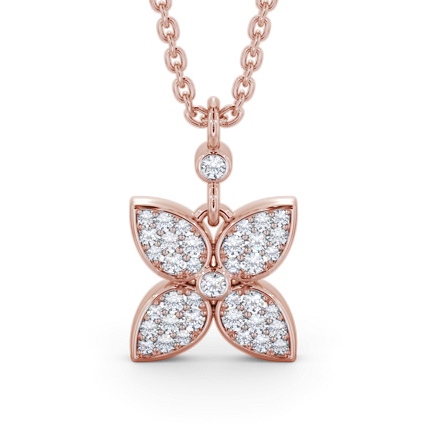  Floral Design Diamond Pendant 9K Rose Gold - Tierney PNT151_RG_THUMB2 