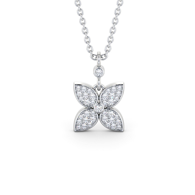 Floral Design Diamond Pendant 9K White Gold - Tierney PNT151_WG_UP
