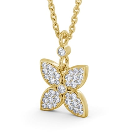 Floral Design Diamond Pendant 9K Yellow Gold - Tierney PNT151_YG_THUMB1