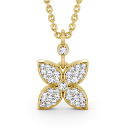  Floral Design Diamond Pendant 18K Yellow Gold - Tierney PNT151_YG_THUMB2 