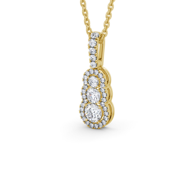 Cluster Style 0.70ct Diamond Pendant 9K Yellow Gold - Gemerli PNT152_YG_SIDE