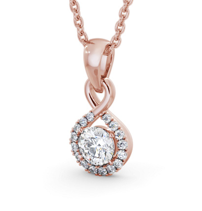 Halo Round Diamond Infinity Style Pendant 9K Rose Gold PNT153_RG_THUMB1 