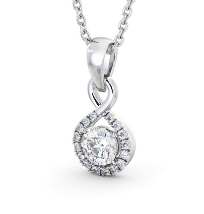 Halo Round Diamond Infinity Style Pendant 18K White Gold PNT153_WG_THUMB1