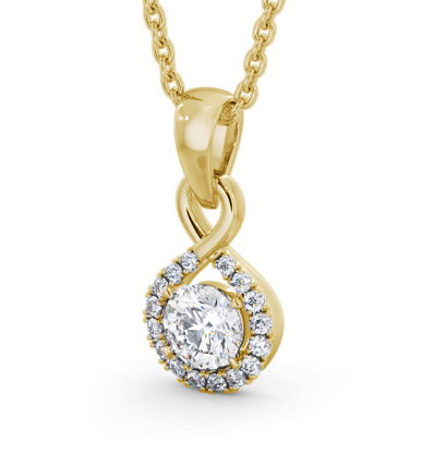 Halo Round Diamond Infinity Style Pendant 18K Yellow Gold PNT153_YG_THUMB1 