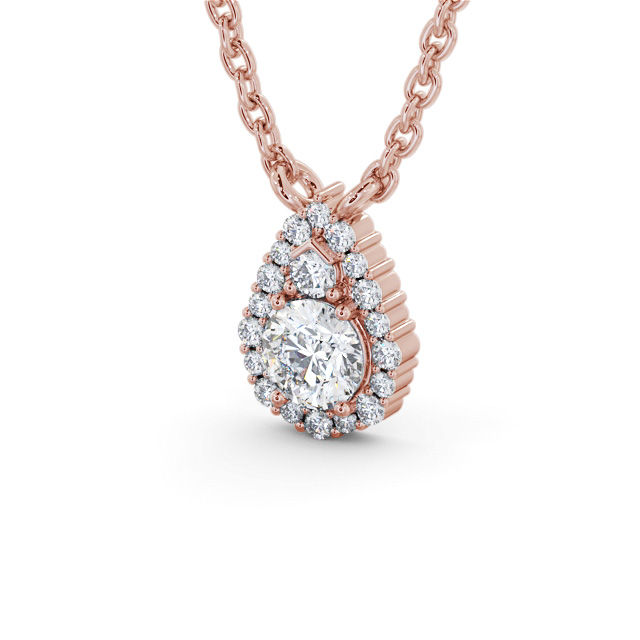 Halo Round Diamond Pendant 18K Rose Gold - Denton PNT154_RG_SIDE