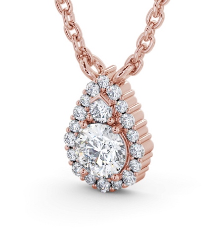 Halo Round Diamond Unique Pendant 18K Rose Gold PNT154_RG_THUMB1 