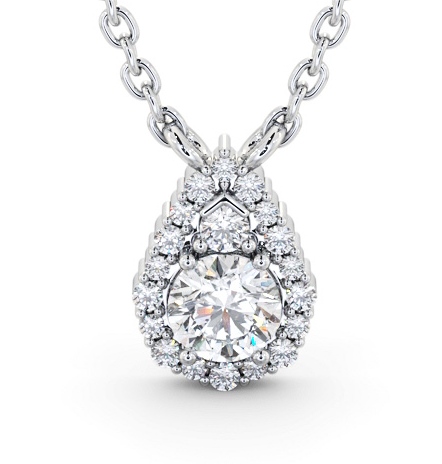  Halo Round Diamond Pendant 18K White Gold - Denton PNT154_WG_THUMB2 