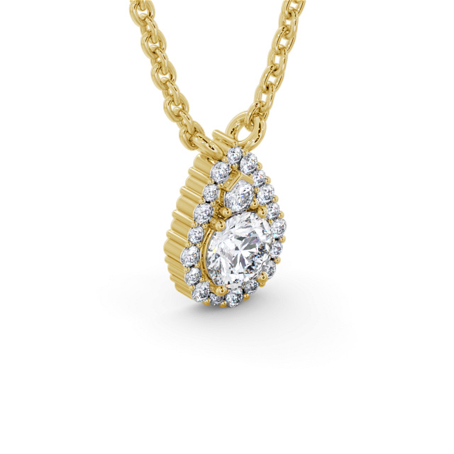 Halo Round Diamond Pendant 9K Yellow Gold - Denton PNT154_YG_FLAT