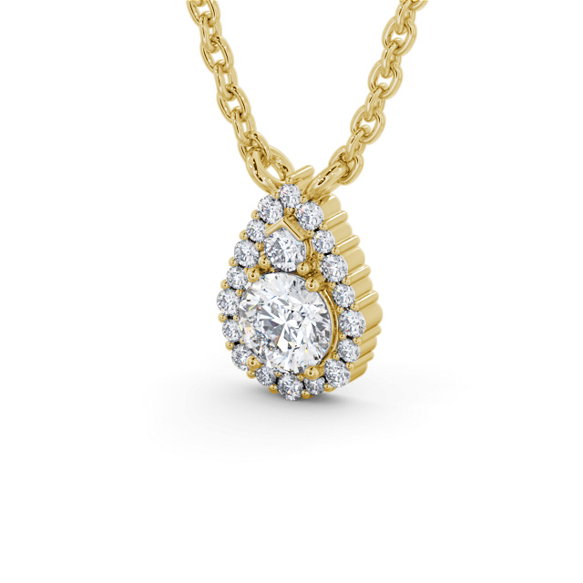 Halo Round Diamond Pendant 9K Yellow Gold - Denton PNT154_YG_SIDE
